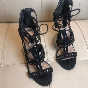 Black strapped heels